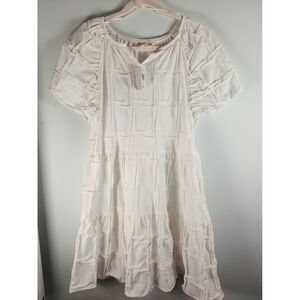 Cloth & Portrait Cracker‎ Barrel White Textured Babydoll Dress S NWT Cottagecore